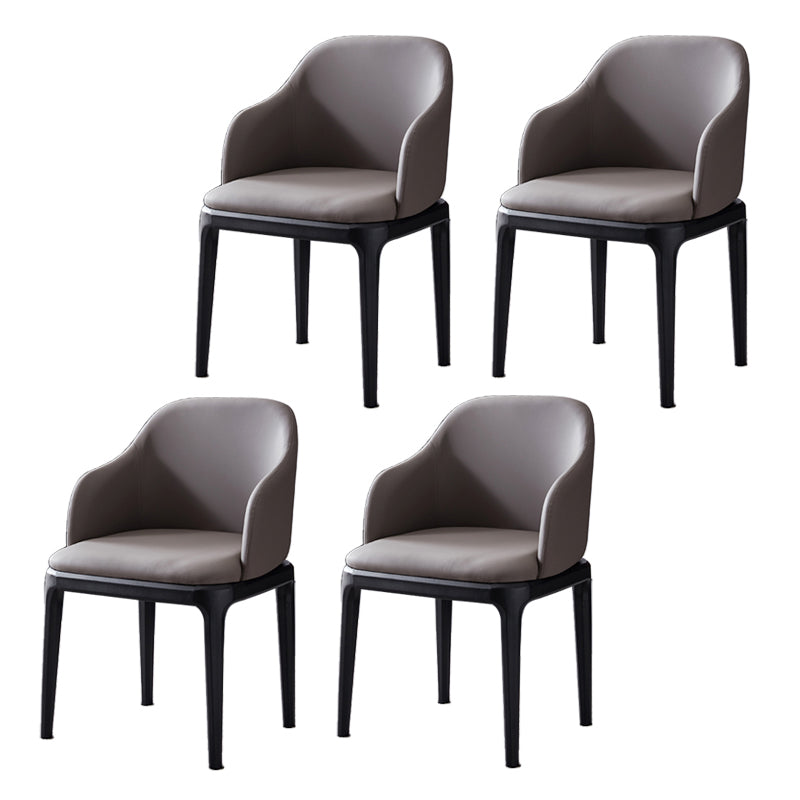 Kunstleder zeitgenössischer Esszimmerstuhl Metallic Finish Solid Back Speisestuhl