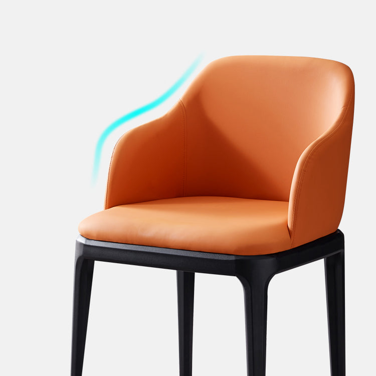 Kunstleder zeitgenössischer Esszimmerstuhl Metallic Finish Solid Back Speisestuhl