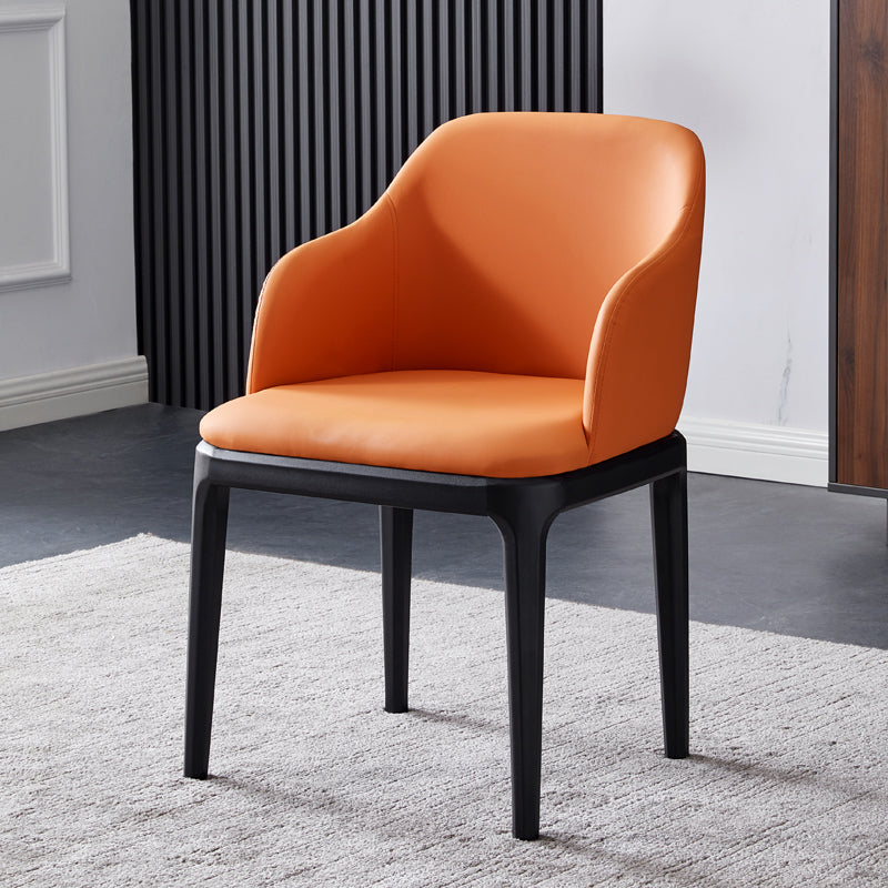 Kunstleder zeitgenössischer Esszimmerstuhl Metallic Finish Solid Back Speisestuhl