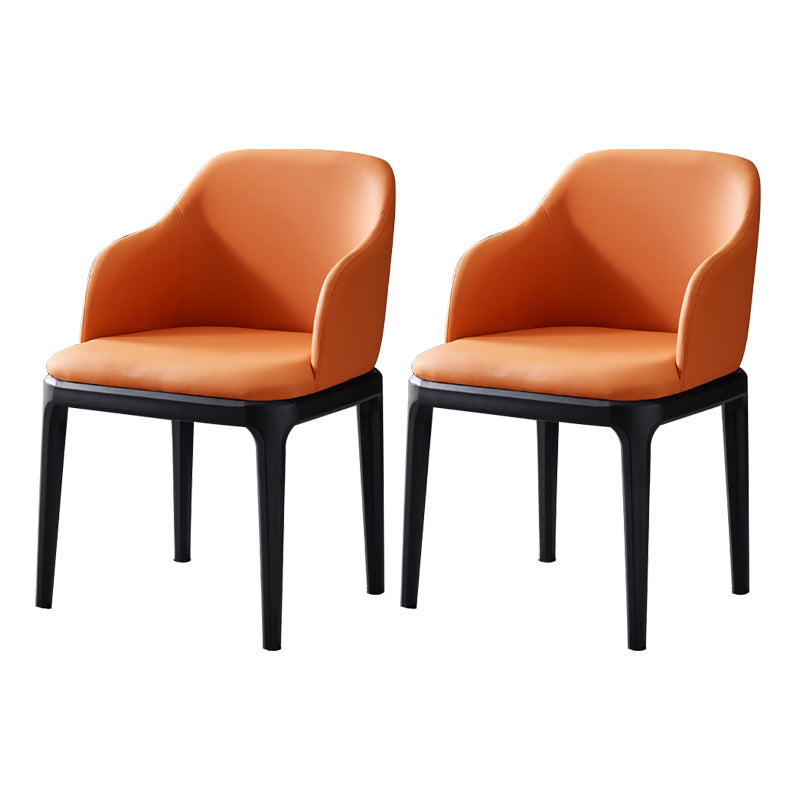 Kunstleder zeitgenössischer Esszimmerstuhl Metallic Finish Solid Back Speisestuhl