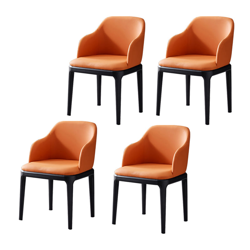 Kunstleder zeitgenössischer Esszimmerstuhl Metallic Finish Solid Back Speisestuhl