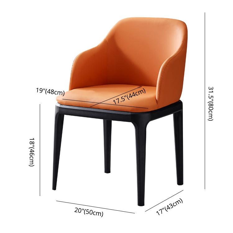 Kunstleder zeitgenössischer Esszimmerstuhl Metallic Finish Solid Back Speisestuhl