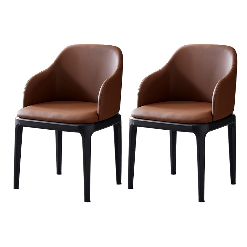 Kunstleder zeitgenössischer Esszimmerstuhl Metallic Finish Solid Back Speisestuhl