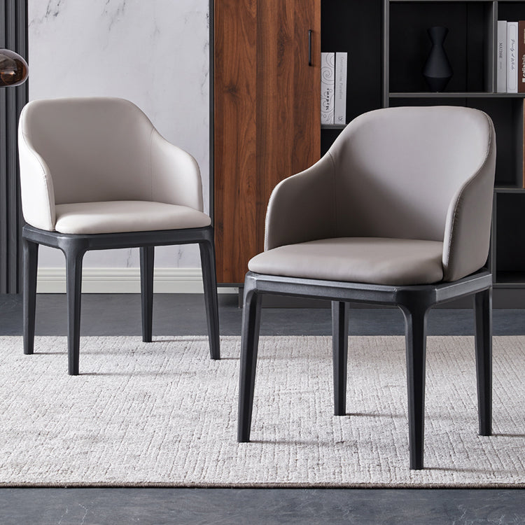 Kunstleder zeitgenössischer Esszimmerstuhl Metallic Finish Solid Back Speisestuhl