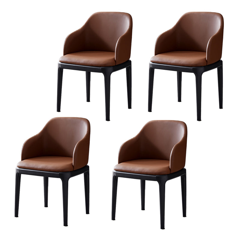 Kunstleder zeitgenössischer Esszimmerstuhl Metallic Finish Solid Back Speisestuhl