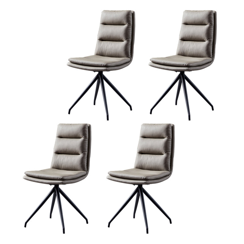 Moderne Kunstlederstühle mit 4 schwarzen Finish -Metallbeinen für Heimstuhl für Zuhause