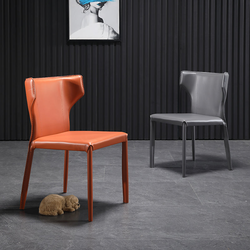 Zeitgenössischer Esstuhl mit Metallbeinen Wingback Parsons Stuhl für den Heimgebrauch