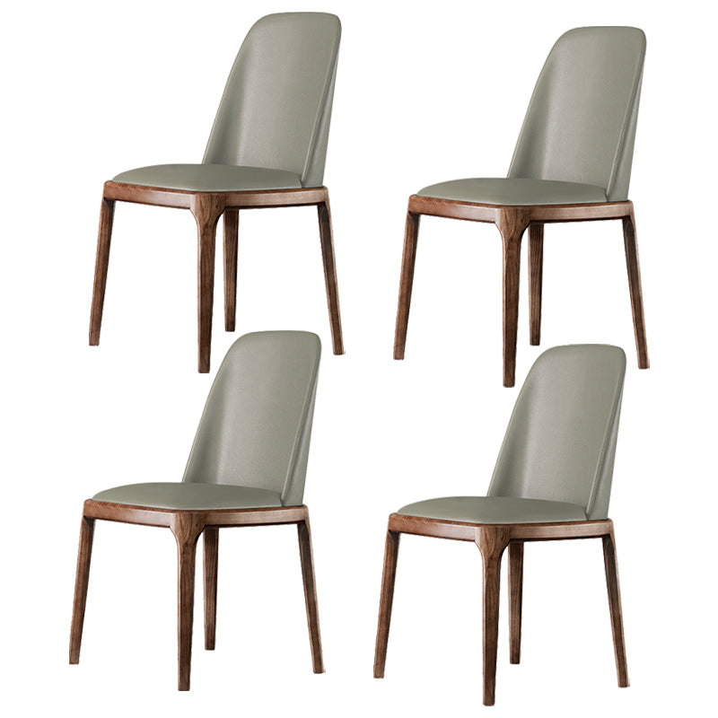 Zeitgenössischer Stil Lederstuhl Armless Parsons Stuhl mit Holzbeinen für das Restaurant