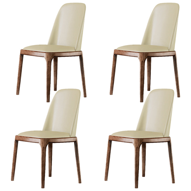 Zeitgenössischer Stil Lederstuhl Armless Parsons Stuhl mit Holzbeinen für das Restaurant