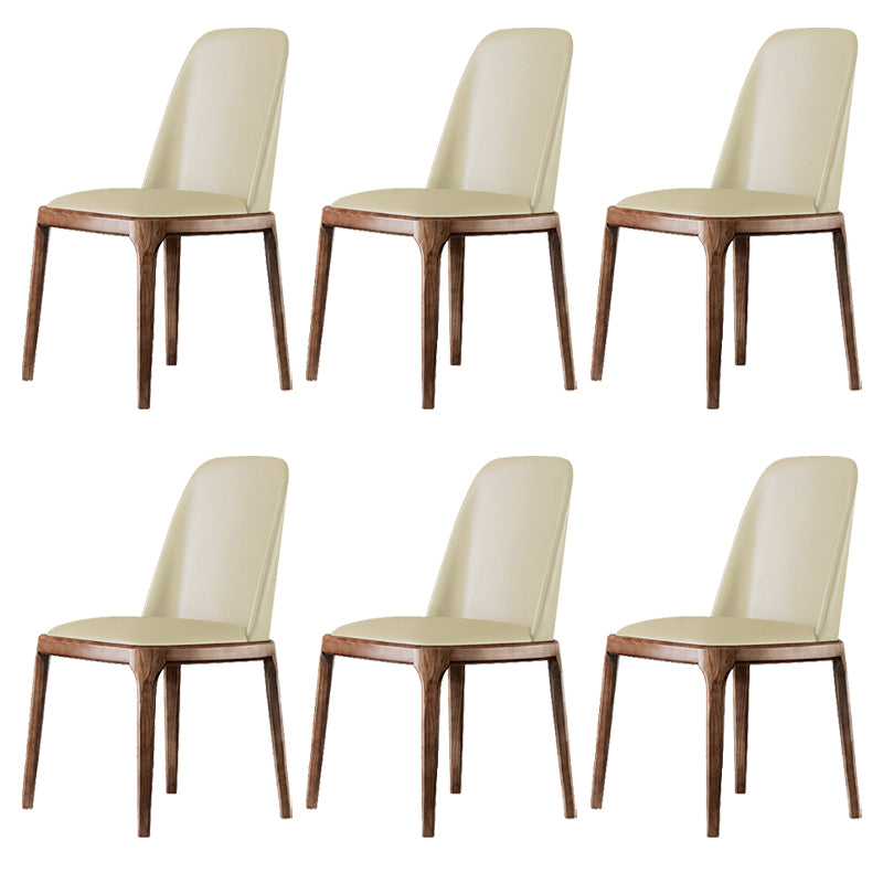 Zeitgenössischer Stil Lederstuhl Armless Parsons Stuhl mit Holzbeinen für das Restaurant