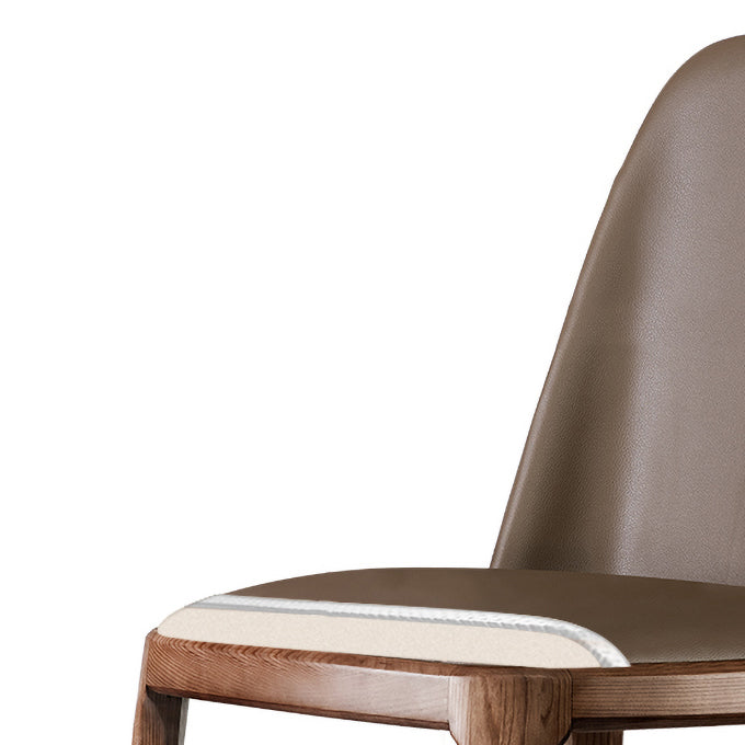Zeitgenössischer Stil Lederstuhl Armless Parsons Stuhl mit Holzbeinen für das Restaurant