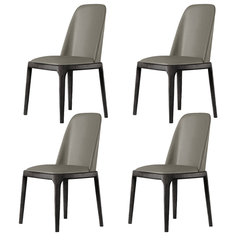 Zeitgenössischer Stil Lederstuhl Armless Parsons Stuhl mit Holzbeinen für das Restaurant
