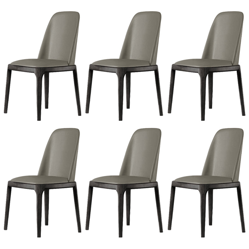 Zeitgenössischer Stil Lederstuhl Armless Parsons Stuhl mit Holzbeinen für das Restaurant