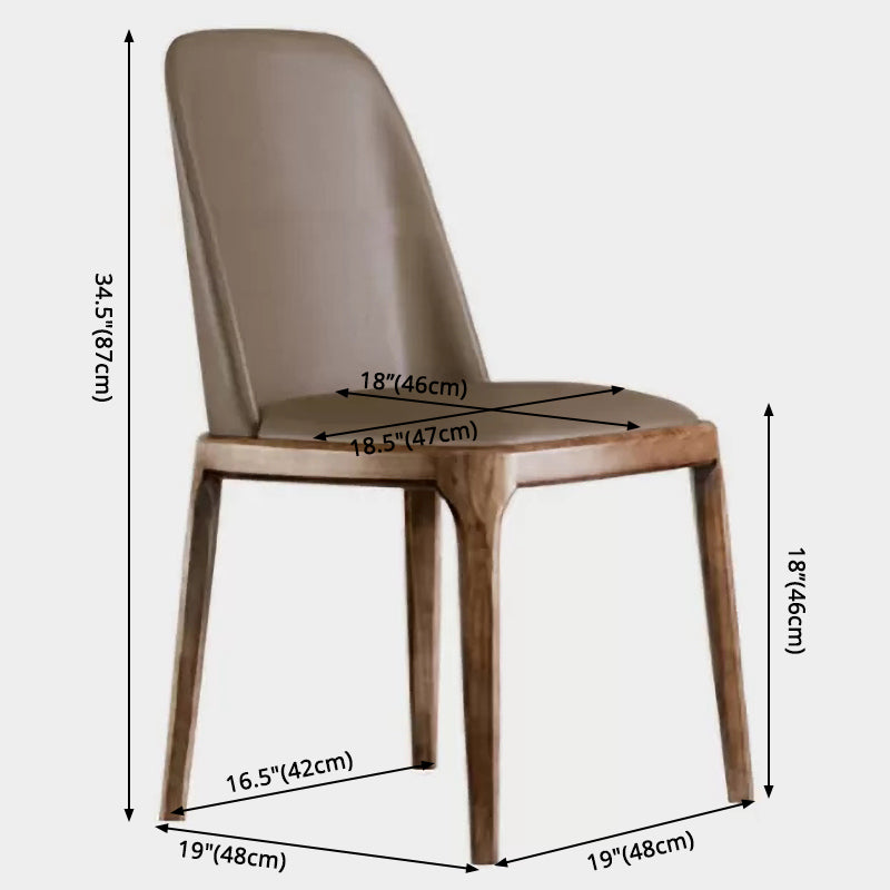 Zeitgenössischer Stil Lederstuhl Armless Parsons Stuhl mit Holzbeinen für das Restaurant