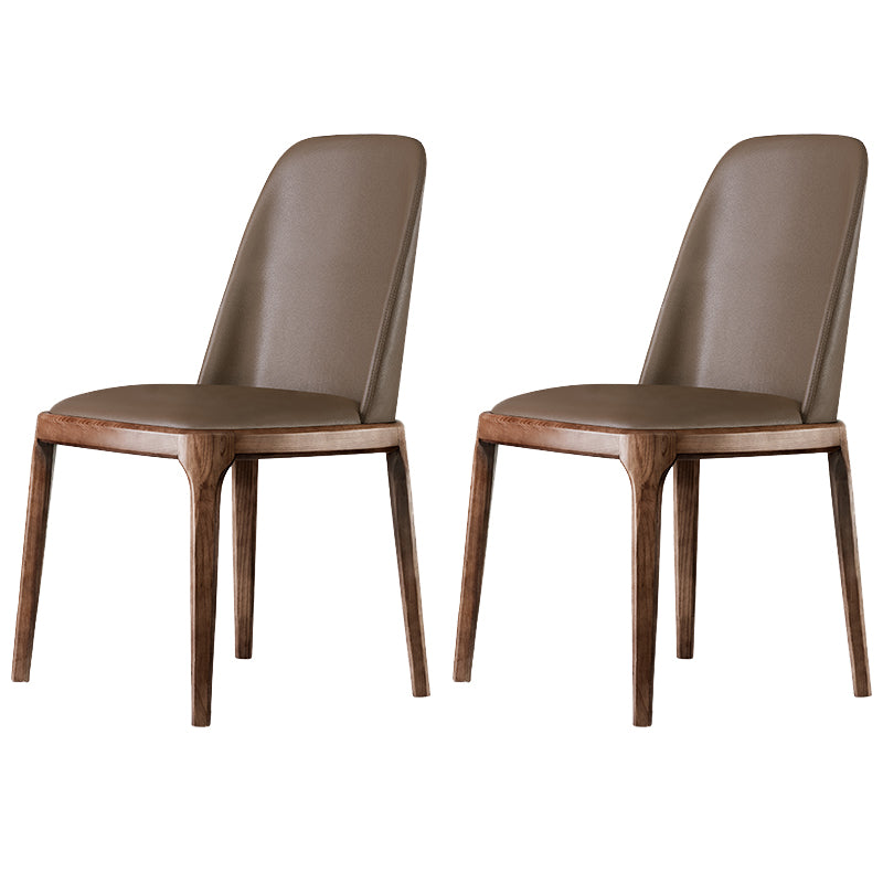 Zeitgenössischer Stil Lederstuhl Armless Parsons Stuhl mit Holzbeinen für das Restaurant