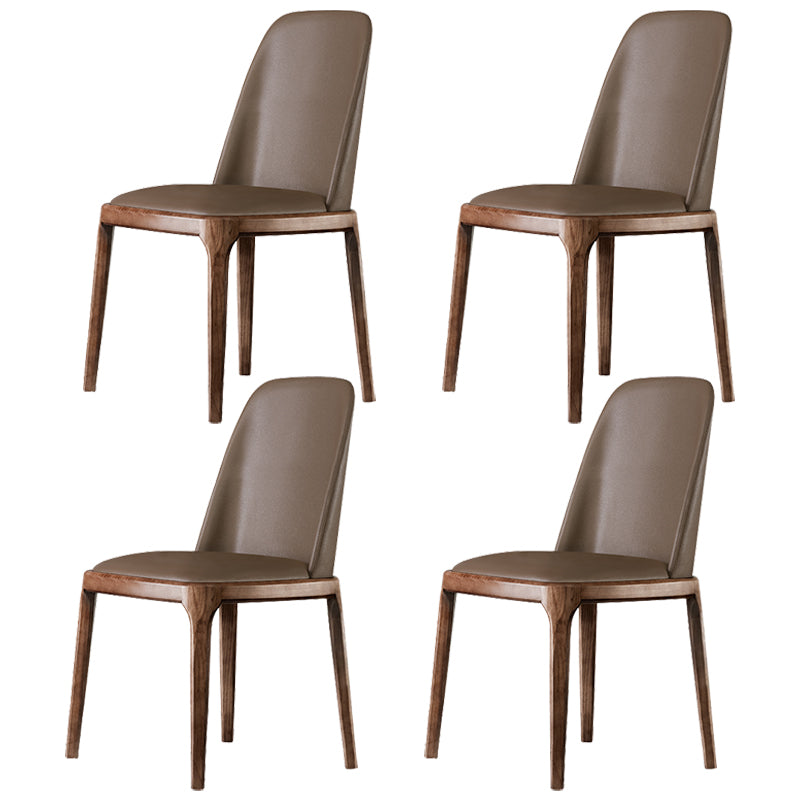Zeitgenössischer Stil Lederstuhl Armless Parsons Stuhl mit Holzbeinen für das Restaurant