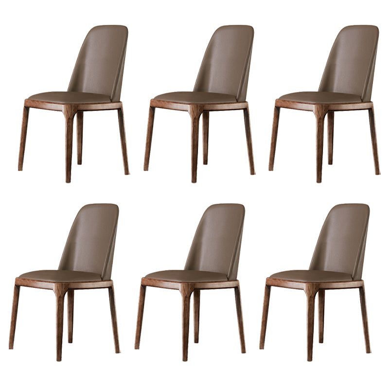 Zeitgenössischer Stil Lederstuhl Armless Parsons Stuhl mit Holzbeinen für das Restaurant