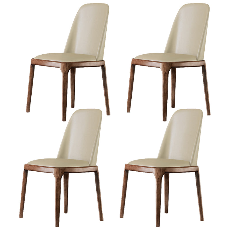 Zeitgenössischer Stil Lederstuhl Armless Parsons Stuhl mit Holzbeinen für das Restaurant