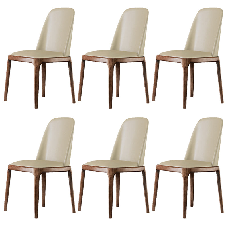 Zeitgenössischer Stil Lederstuhl Armless Parsons Stuhl mit Holzbeinen für das Restaurant