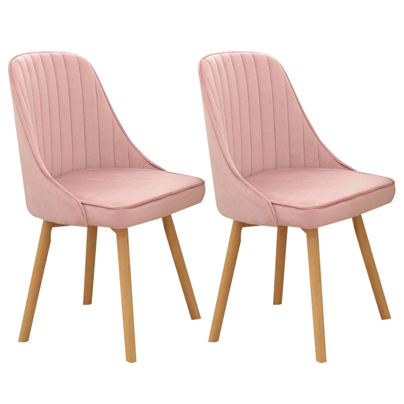 Modern Wooden Chairs Upholstered Solid Back Armless Chair for Home Use