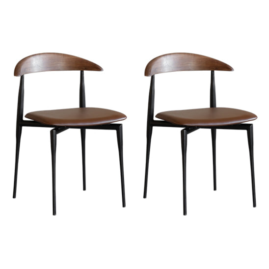 Contemporary Style Wood Dining Side Chairs Cow Horn Armless Chair for Home Use