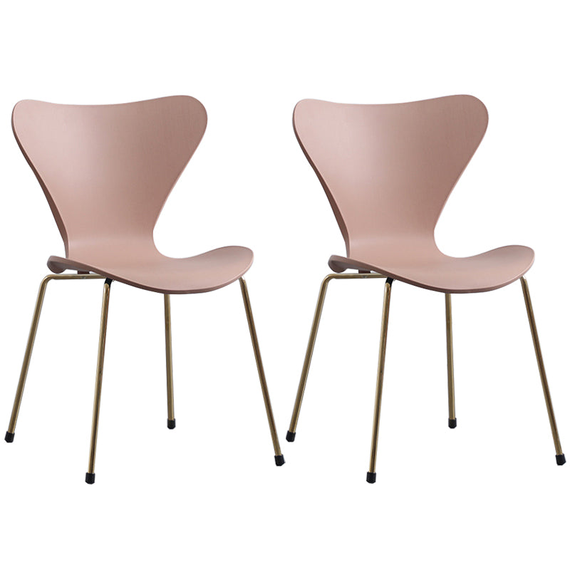 Glam Style Metal Side Chair Solid Back Matte Finish Home Use Dining Chair
