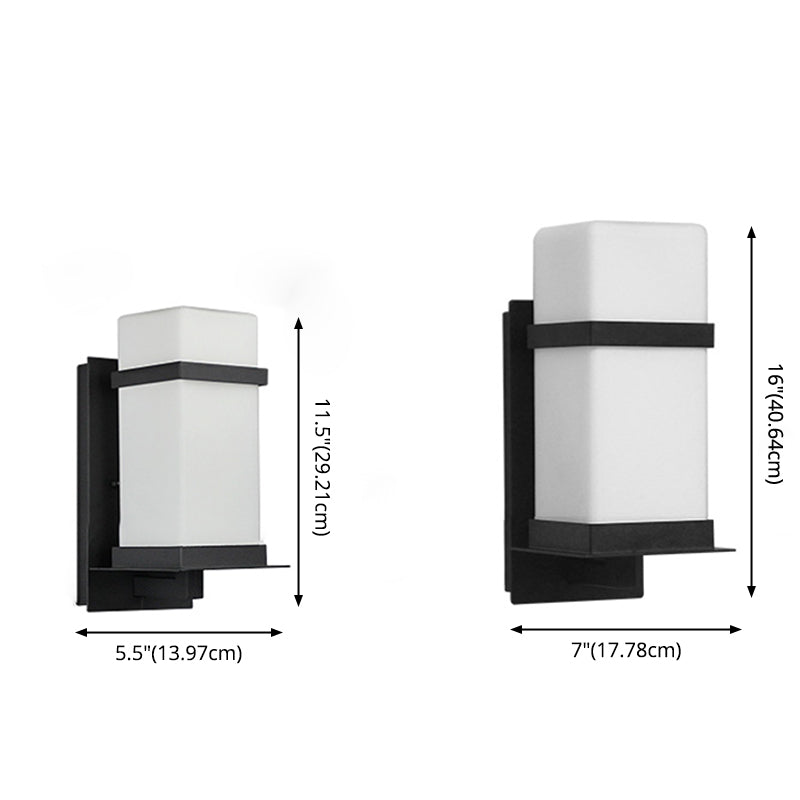 Modern Simple Style Retangular Shade Wall Sconce LED Metal 1 Light Sconces in Black Finish