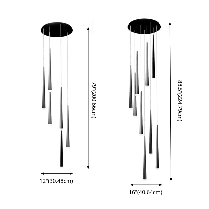 Stairs Pendant Light Fixture Metal Line Shape Modern Style Multiple Hanging Light