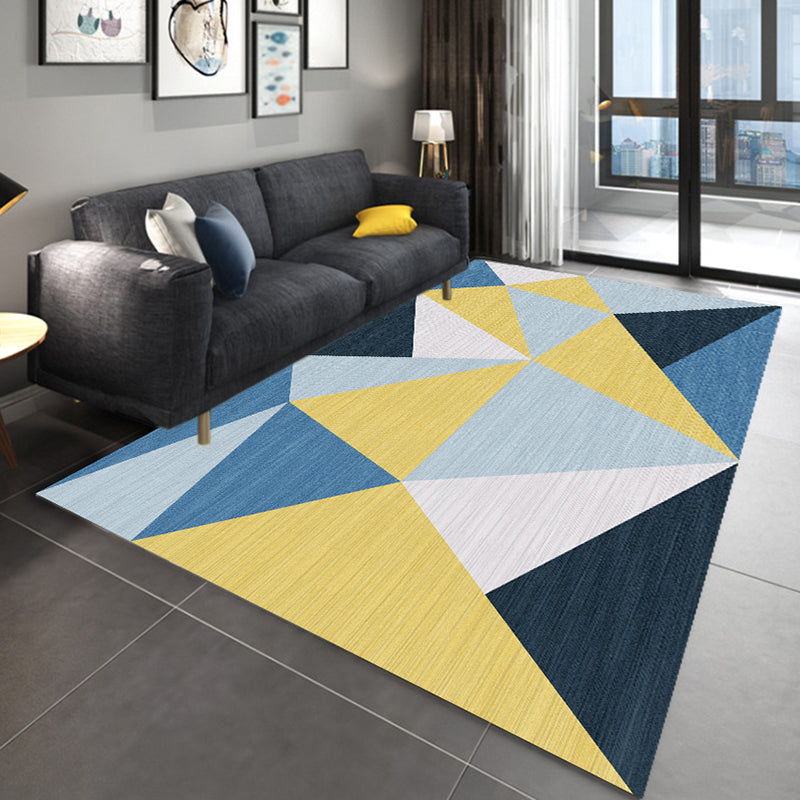 Grey Tone Nordic Carpet Polyester Geometric Pattern Indoor Rug Anti-Slip Backing  Rug for Home Decor