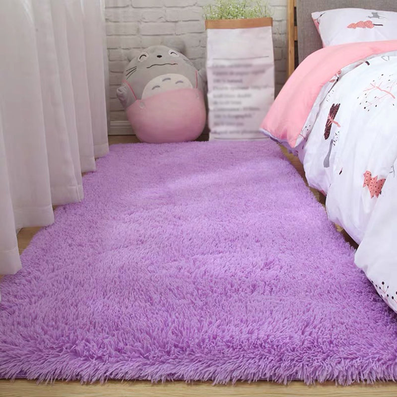 Comfort Soft Indoor Rug Natural Plain Shag Carpet Polyester Stain Resistant Carpet for Bedroom