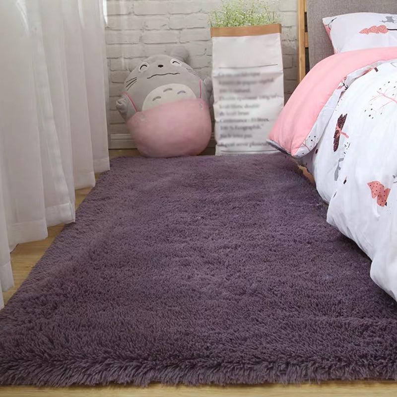 Comfort Soft Indoor Rug Natural Plain Shag Carpet Polyester Stain Resistant Carpet for Bedroom