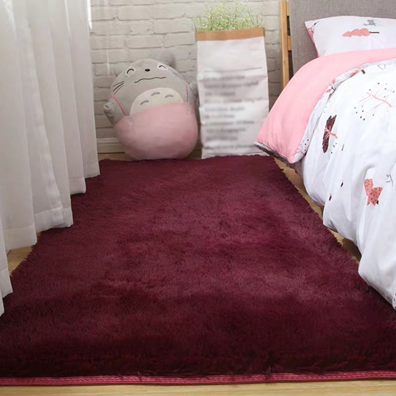 Comfort Soft Indoor Rug Natural Plain Shag Carpet Polyester Stain Resistant Carpet for Bedroom