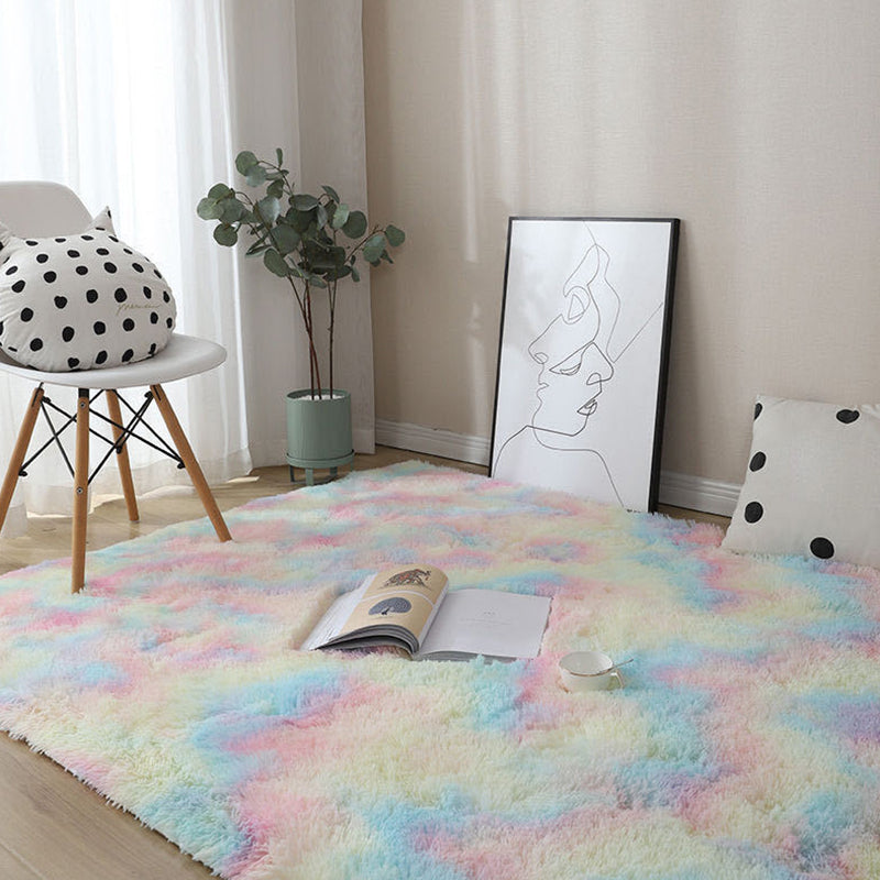 Colorful Tie Dye Printed Rug Modern Polyester Carpet Shag Anti-Slip Backing Rug for Living Room