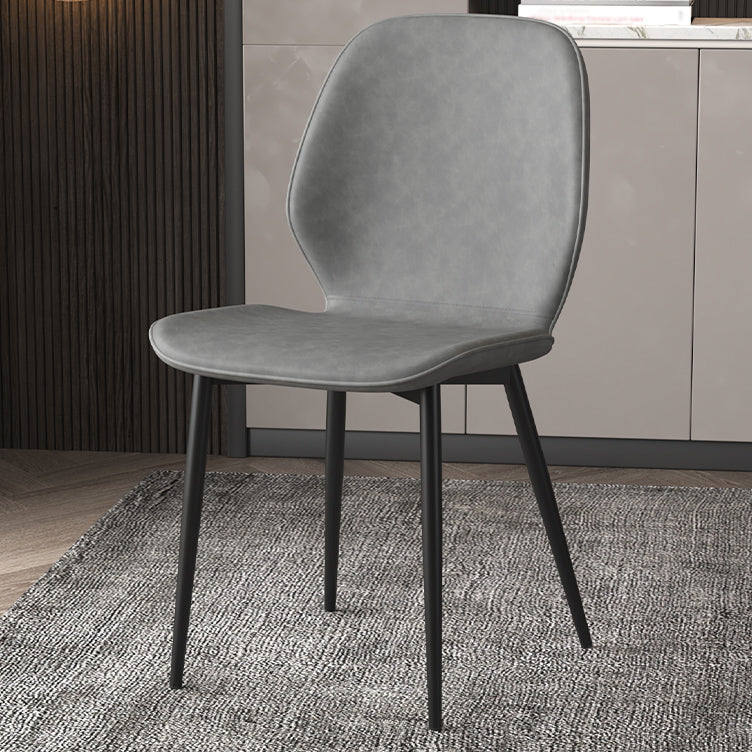 Faux Leather Contemporary Dining Room Chair Matte Finish Solid Back Dining Chairs