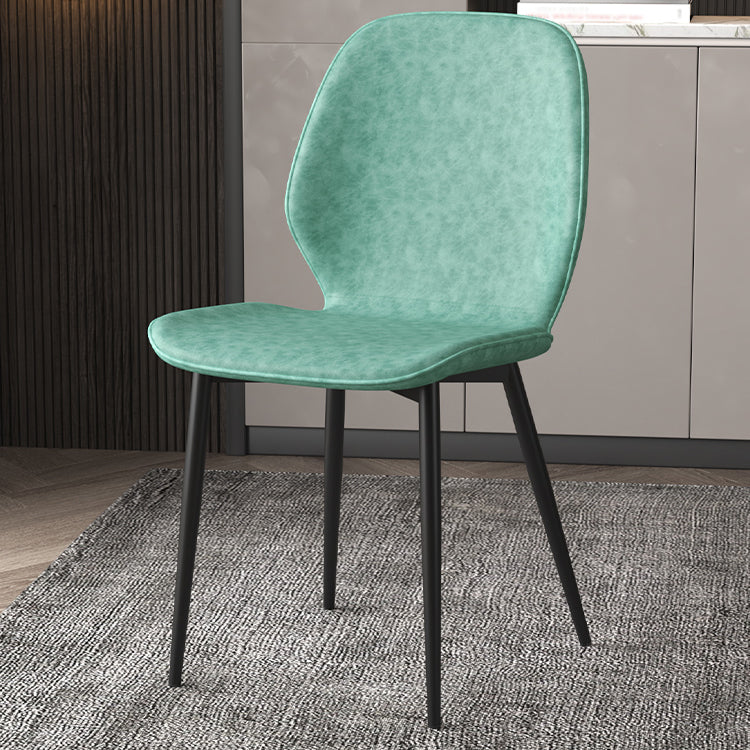 Faux Leather Contemporary Dining Room Chair Matte Finish Solid Back Dining Chairs