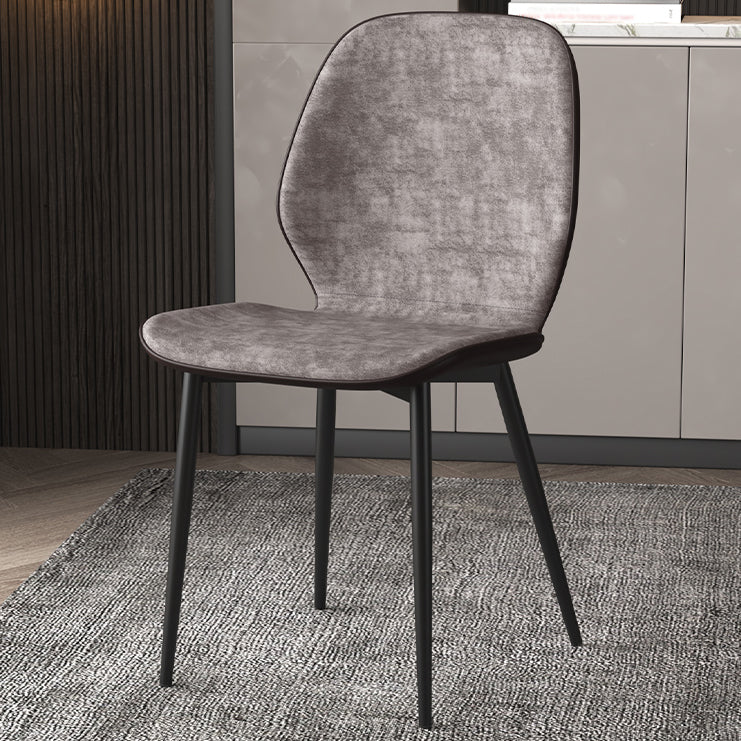 Faux Leather Contemporary Dining Room Chair Matte Finish Solid Back Dining Chairs