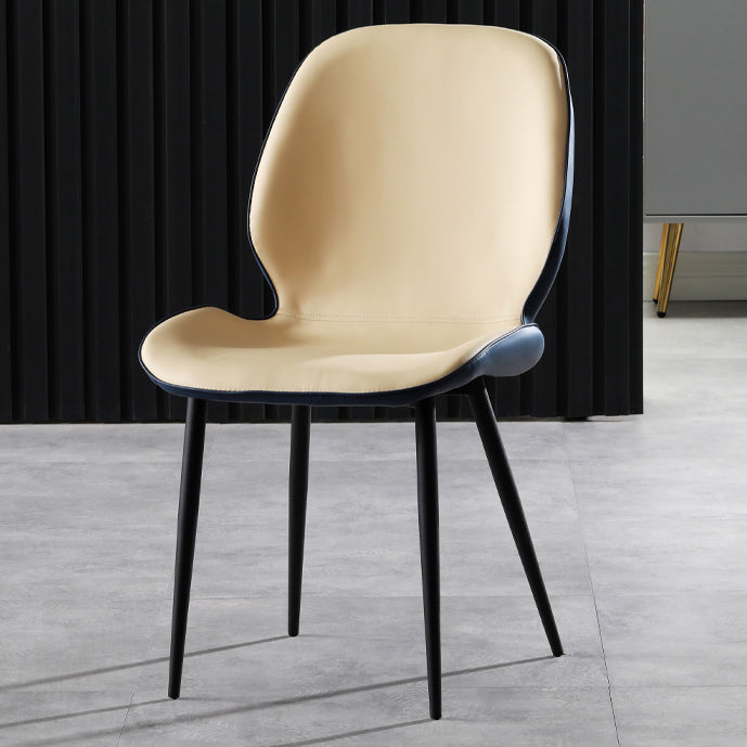 Faux Leather Contemporary Dining Room Chair Matte Finish Solid Back Dining Chairs