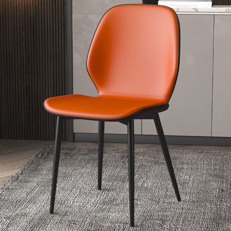 Faux Leather Contemporary Dining Room Chair Matte Finish Solid Back Dining Chairs