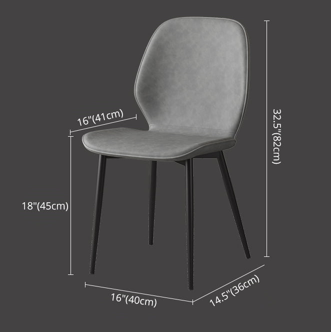 Faux Leather Contemporary Dining Room Chair Matte Finish Solid Back Dining Chairs