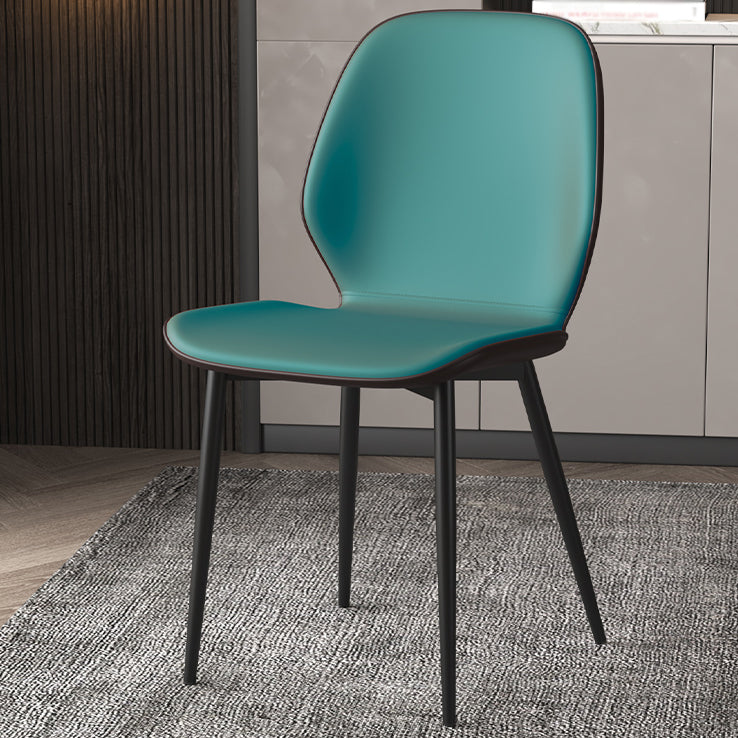 Faux Leather Contemporary Dining Room Chair Matte Finish Solid Back Dining Chairs