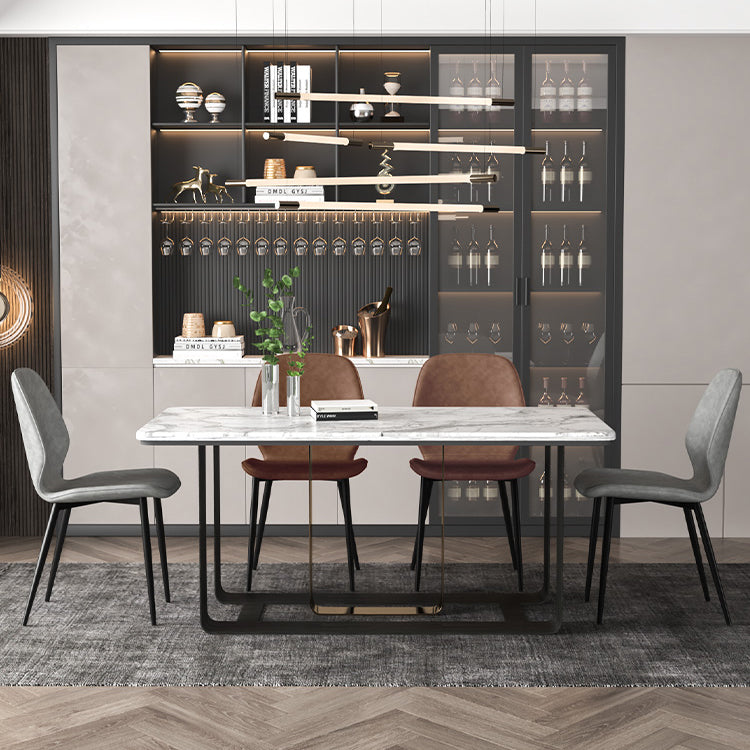 Faux Leather Contemporary Dining Room Chair Matte Finish Solid Back Dining Chairs