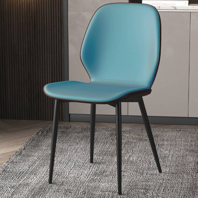 Faux Leather Contemporary Dining Room Chair Matte Finish Solid Back Dining Chairs