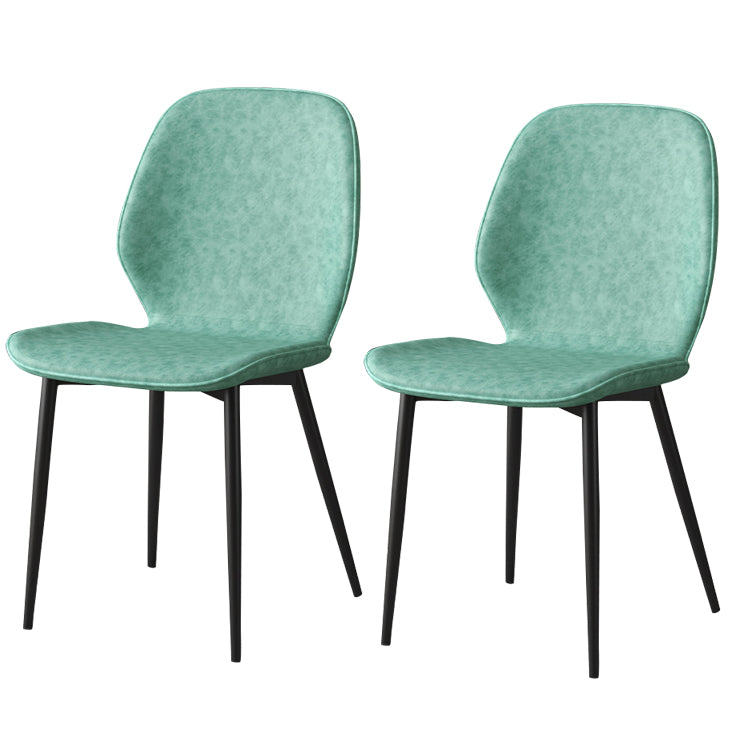 Faux Leather Contemporary Dining Room Chair Matte Finish Solid Back Dining Chairs