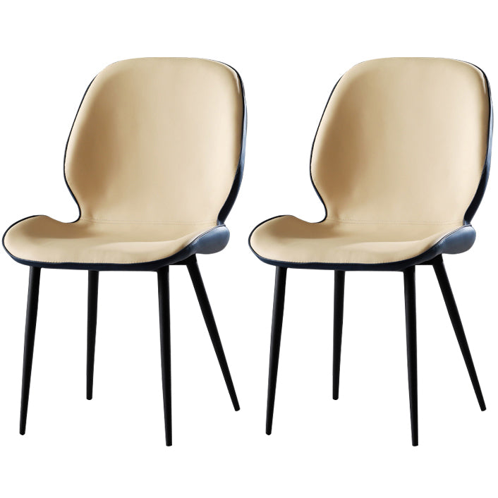 Faux Leather Contemporary Dining Room Chair Matte Finish Solid Back Dining Chairs