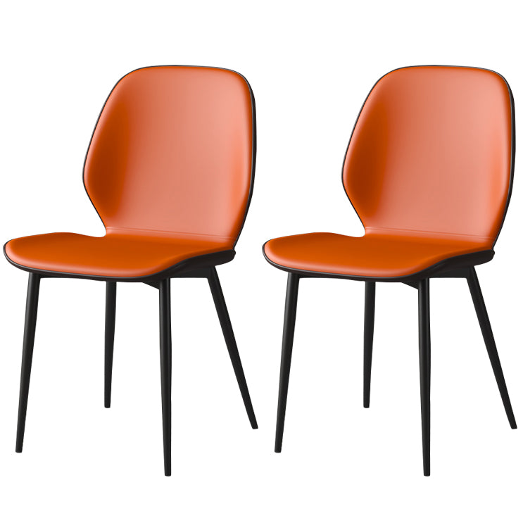 Faux Leather Contemporary Dining Room Chair Matte Finish Solid Back Dining Chairs