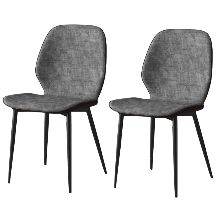 Faux Leather Contemporary Dining Room Chair Matte Finish Solid Back Dining Chairs