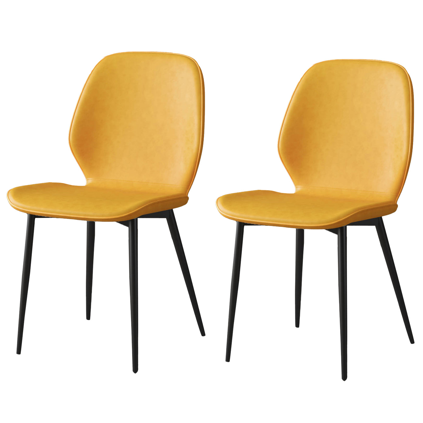Faux Leather Contemporary Dining Room Chair Matte Finish Solid Back Dining Chairs