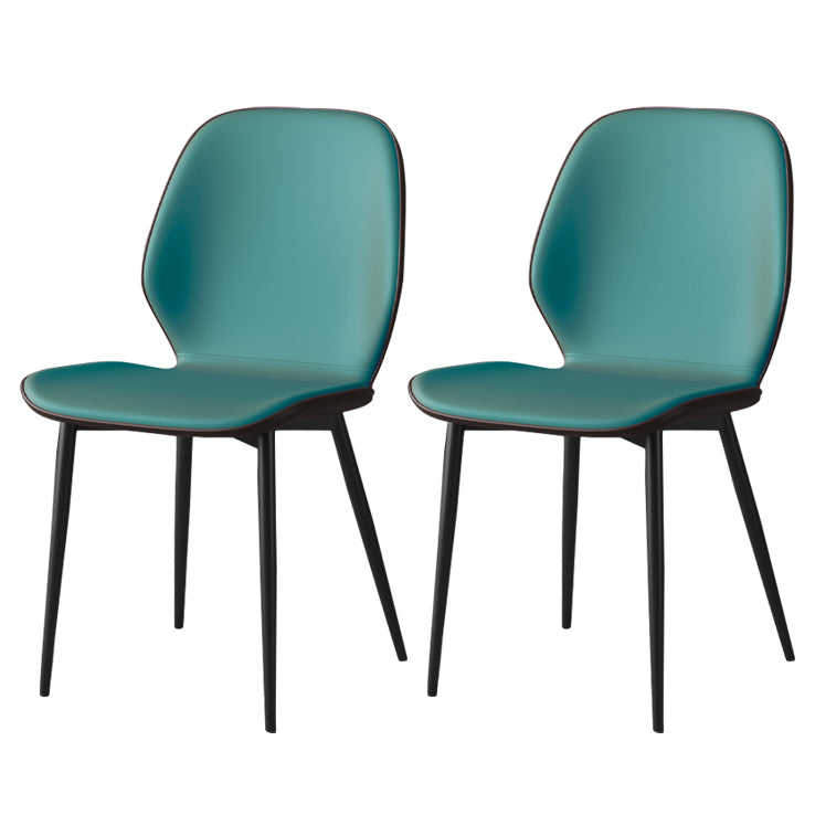 Faux Leather Contemporary Dining Room Chair Matte Finish Solid Back Dining Chairs
