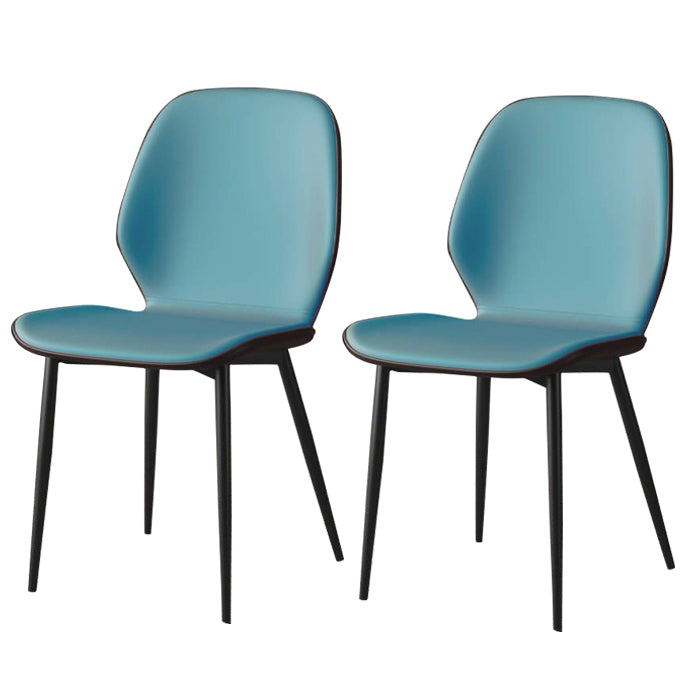 Faux Leather Contemporary Dining Room Chair Matte Finish Solid Back Dining Chairs