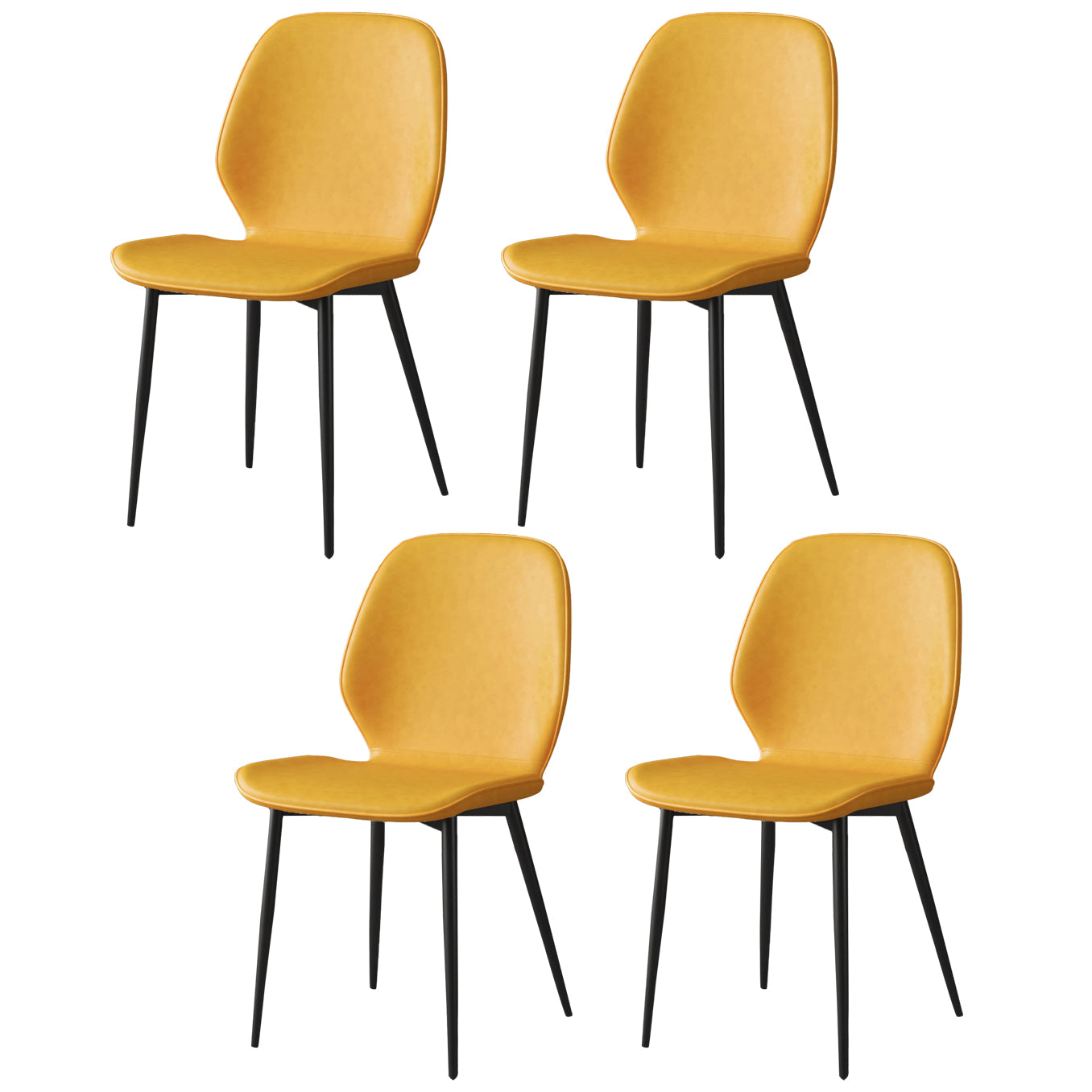 Faux Leather Contemporary Dining Room Chair Matte Finish Solid Back Dining Chairs